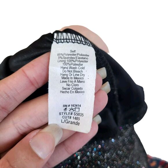 21 Saints Nwt black sparkly twist front fitted mini skirt, size large - Picture 5 of 5